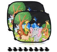 WTZWYFWJ 2 Piezas Parasol Coche Bebe,Negro Parasol Coche Infantil, para Proteger del Sol a Bebés y Mascotas-Elefantes