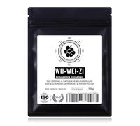 WU-WEI-ZI Polvo de Bayas de Schisandra - Recolección silvestre natural de montaña | 100% puro + analizado en laboratorio | certificado GMP + ISO-9001 | perfecto como té | secado suavemente | 100g