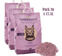 WUAPU NATURCORN LAVANDA Sustrato en pelets para gato, caja 3 x 17'5L (21kg)