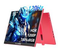 WUAWE 16" 1200P 120Hz Monitor Portátil, Monitor de Juegos Portátil con 100% sRGB, con Soporte Integrado, HDR y Freesync, Monitor Externo USB C para Laptop, PC, Teléfono, Switch, Xbox y PS5 (Rojo)