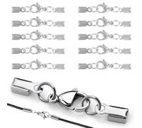 WUBAYI 10 tapas de acero inoxidable con cierres de langosta, hipoalergénicas y sin deslustre, para collares y pulseras de cuero/cuerdas (33 x 5 mm)