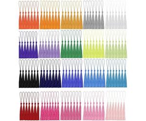 WUBAYI 140 borlas para manualidades, 20 colores sedosos, mini marcapáginas y guirnalda de borlas, suministros de manualidades, accesorios de decoración del hogar