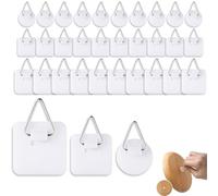 WUBAYI 30 colgadores de pared para platos, adhesivos sin clavos para mostrar platos decorativos y arte de pared (redondo, cuadrado)