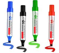 WUBAYI 4 marcadores permanentes, secado rápido, impermeable y a prueba de manchas, para vidrio, plástico, metal y madera, punta de cuña de 3 a 10 mm para marcado audaz y preciso