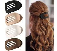 WUBAYI 4 pinzas planas antideslizantes, pinzas de sujeción fuerte para cabello de grosor medio para mujeres y niñas