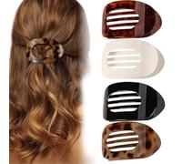 WUBAYI 4 pinzas planas para mujer, pinzas para el pelo con fuerte sujeción, diseño curvado para una cómoda tumbación, ideal para cabello fino y grueso