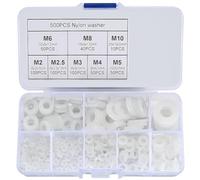 WUBAYI 500 Piezas Arandelas de Nylon Blanco, Surtico Arandelas Plásticas Planas para Fontanería, Grifería & Reparaciones Mecánicas, Tamaños M2, M2.5, M3, M4, M5, M6, M8, M10