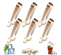 WUBAYI 6 pinzas de acero inoxidable para azúcar de hielo, pinzas dulces, pinzas de hielo, pinzas de cocina pequeñas, mini pinzas gruesas para servir, glaseado, pinzas de cocina (oro rosa)