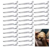 WUBAYI 60 pinzas para el pelo de pico de pato, pequeñas pinzas planas, metal inoxidable de 1.5 pulgadas con agujeros, salón de belleza, lazos para bricolaje, color plateado