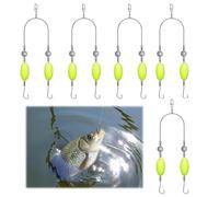 WUBAYI Anzuelos de doble anzuelo antianzuelos - Juego de 10 anzuelos para pesca de carpas con diseño antienredos, flotador y perlas - ideal para principiantes