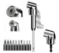 WUBAYI Atornillador angular de 105° con imán hexagonal de 1/4 pulgadas - Adaptador para atornillador inalámbrico Makita/Bosch, taladro, corto y largo para espacios reducidos, garaje, artesanos