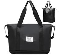 WUBAYI Bolsa de viaje, bolsa de viaje expandible de doble capa, bolsa de fin de semana de gran capacidad, bolsas de viaje separadas secas y húmedas para mujeres, bolsa de viaje Foldie con funda de