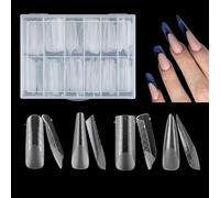 WUBAYI Clear Nails - Extensión para uñas (96 unidades, 4 estilos, paquete mixto para formas de uñas para constructores de gel y puntas de uñas, perfecto para fiestas, bodas, cumpleaños, manicura y