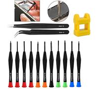 WUBAYI Destornillador para gafas, 14 unidades, juego de destornilladores pequeños con 2 pinzas, magnetizador y bolsa de almacenamiento para gafas, teléfono, electrónica, reloj de joyería
