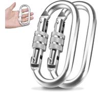 WUBAYI EMEKIAN - Mosquetón ovalado para interior y exterior, mosquetón de bloqueo de tornillo resistente de 25 KN (2500 kg) para hamaca/cuerda/senderismo/camping