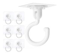 WUBAYI Ganchos giratorios autoadhesivos, paquete de 6 con raspador, capacidad de peso de 5 kg, ganchos de pared transparentes impermeables para cocina y baño