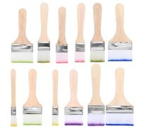 WUBAYI Juego de 12 pinceles planos con asas de madera para pintura al óleo, acrílico y acuarela