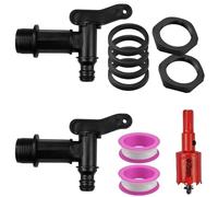 WUBAYI Juego de 2 grifos de agua - Kit de grifo de agua con cortador de agujeros y grifo de barril de lluvia para huertos e invernaderos