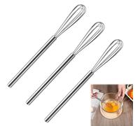 WUBAYI Juego de 3 batidores pequeños de acero inoxidable para mezclar, batir, batir, espumar y agitar