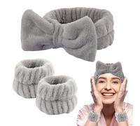 WUBAYI Juego de 3 diademas de spa para lavado de muñeca, portátil, impermeable, suave, afelpada, elástica, bandana para lavar la cara con mariposa, juego de pulsera para mujeres y niñas, maquillaje y