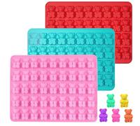WUBAYI Juego de 3 moldes de silicona con forma de oso de goma, 21,8 x 15,5 cm, grado alimenticio, resistentes al calor, perfectos para hacer dulces, chocolate, ositos de goma, gelatinas, decoraciones