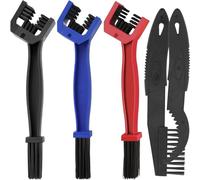 WUBAYI Juego de 5 cepillos de limpieza de cadena de bicicleta y motocicleta, herramienta limpiadora de cadena de plástico azul, rojo y negro con mini cepillo de detalles
