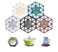 WUBAYI Juego de 5 Salvamanteles de Silicona - Anti-Quemaduras para Ollas Calientes | Alfombrilla Protectora Cocina & Comedor (Resistente al Calor)