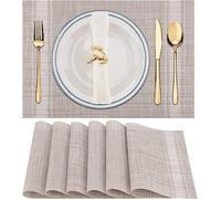 WUBAYI Juego de 6 manteles individuales resistentes al calor, resistentes a las manchas, antideslizantes, con aislamiento de vinilo, lavables, duraderos, elegantes para cocina, comedor, restaurante