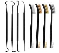 WUBAYI Juego de 8 Cepillos Metálicos Pequeños - Cepillos para Limpieza y Eliminación de Óxido - Con Cerdas de Plástico, Acero Inoxidable, Latón, Bronce Fosforoso, Nylon y 4 Ganchos Doble Extremo