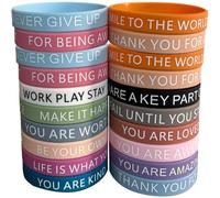 WUBAYI Juego de pulseras inspiradoras de silicona, 20 piezas con citas motivacionales, 10 estilos, circunferencia de 21 cm