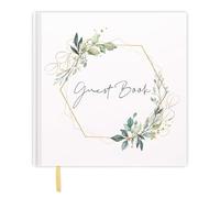 WUBAYI Libro de invitados para bautizo/comunión/confirmación/celebración juvenil, libro de recuerdos de tapa dura con 72 páginas en blanco para deseos/fotos, regalo de papel de eucalipto dorado (niños