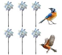 WUBAYI Pack de 6 Molinillos Reflectantes Antipájaros - Espantapájaros Plateados Brillantes para Jardines, Repelente de Aves para Alejarlas de Casa, Ventana, Jardín o Granja