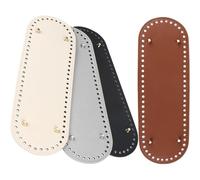 WUBAYI Paneles de base de bolsa de piel sintética, 30 x 10 cm, paquete de 4, parte inferior de ganchillo con agujeros para manualidades, marrón, negro, beige, blanco