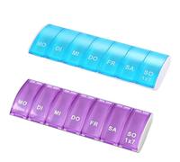 WUBAYI Paquete de 2 organizadores semanales de píldoras, pastillero de 7 días para vitaminas, suplementos y medicamentos, estuche de medicamentos portátil para almacenamiento de viaje