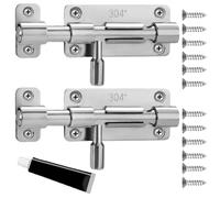 WUBAYI Paquete de 2 pernos de puerta de acero inoxidable, pequeños pestillos deslizantes para baño, cobertizo, dormitorio, 4 pulgadas, color plateado