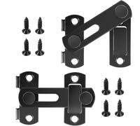 WUBAYI Paquete de 2 pestillos de puerta de acero inoxidable, gancho de puerta y cerradura plana de 180° para cobertizo pequeño, acabado negro mate para puertas de madera, puertas de jardín y seguridad