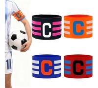 WUBAYI Paquete de 4 brazaletes de capitán ajustables con velcro para jugadores de fútbol para adultos y jóvenes, banda elástica para líderes del equipo