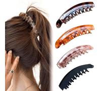 WUBAYI Paquete de 4 pinzas grandes para el pelo de cola de caballo alta para mujer, soporte antideslizante vintage para cabello grueso, clip duradero para cabello grueso para peinado diario a la moda