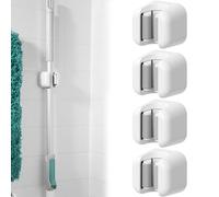 WUBAYI Paquete de 4 soportes de pared - Soporte de pared resistente para fregonas, escobas y herramientas, soporte de montaje en pared para cocina, baño, garaje y jardín
