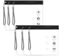 WUBAYI Paquete de 6 bolsas de EVA para líquidos de seguridad aeroportuaria con mango de silicona y diseño a prueba de fugas para artículos de tocador, cosméticos, Clear, EVA transparente