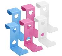 WUBAYI Paquete de 6 ganchos y ganchos para puerta, de acero inoxidable en forma de corazón, resistentes para abrigos, toallas, bolsos, se adapta a dormitorio, baño, puertas de armario (rosa/azul