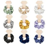 WUBAYI Paquete de 9 coleteros de satén para mujer, juego de coleteros de satén con 9 colores, bandas de pelo suaves para coletas y moños