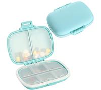 WUBAYI Pastillero organizador de viaje - Bolsa de inversión de tamaño grande con 8 compartimentos - Pastillero portátil - Estuche de viaje con vitaminas - hermético y resistente a la humedad