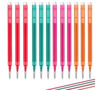 WUBAYI Recambios de bolígrafo de gel borrable, paquete de 12: 3 rojos, 3 verdes, 3 naranjas, 3 rosas rosadas, 11 cm de altura, compatible con otras marcas de recambio estándar, punta de 0,7 mm para