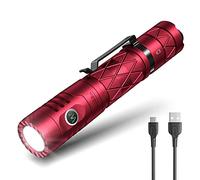 WUBEN E12R - Linterna led con función de batería externa, USB C, recargable, salida USB, 1200 lúmenes, resistente al agua, 6 modos, linterna multifunción para exteriores, con difusor (rojo)
