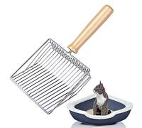Wubushan Cat Litter Shovel, Pala Arenero Gato, Pala Arenero Gato Aglomerante, Distancia del Agujero 7mm, Pala Arena Gatos con Mango de Madera, Se Limpia Muy rápido la Arena con Esta Pala