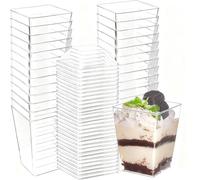 Wubushan Vasitos Plastico para Postres 160ml, 30Pcs Vasitos aperitivos plastico, Mini vasos para postres, Vasos plastico reutilizable Sin cuchara, Vasos con tapa Verrines en plastique