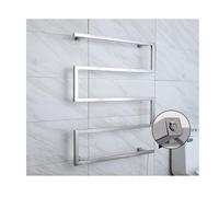 WUBYING Calentador de Toallas eléctrico calentado, toallero de Pared de Acero Inoxidable, toallero Caliente para baño con Interruptor LED y Control termostático, Negro, cableado