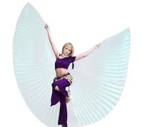 Wuchieal Bailarina del vientre Isis Wings Halloween Escena de ángel para Carnaval Incluye bastones/bolsa (blanco, talla única)