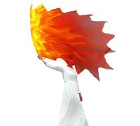 Wuchieal Bandera de adoración de gasa ligera de 53 x 45 pulgadas, bandera flexible de danza de alabanza profética con patrón de llama de fuego para ministerio de iglesia, negro, amarillo y rojo